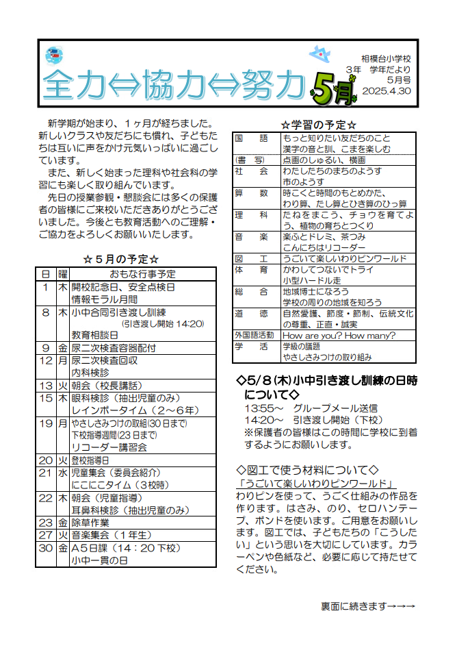 3年生5月号①